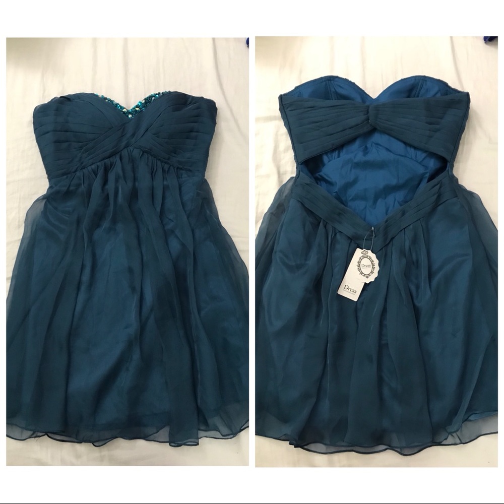 Strapless/Open-Back, Deep-Teal Dress ✨
